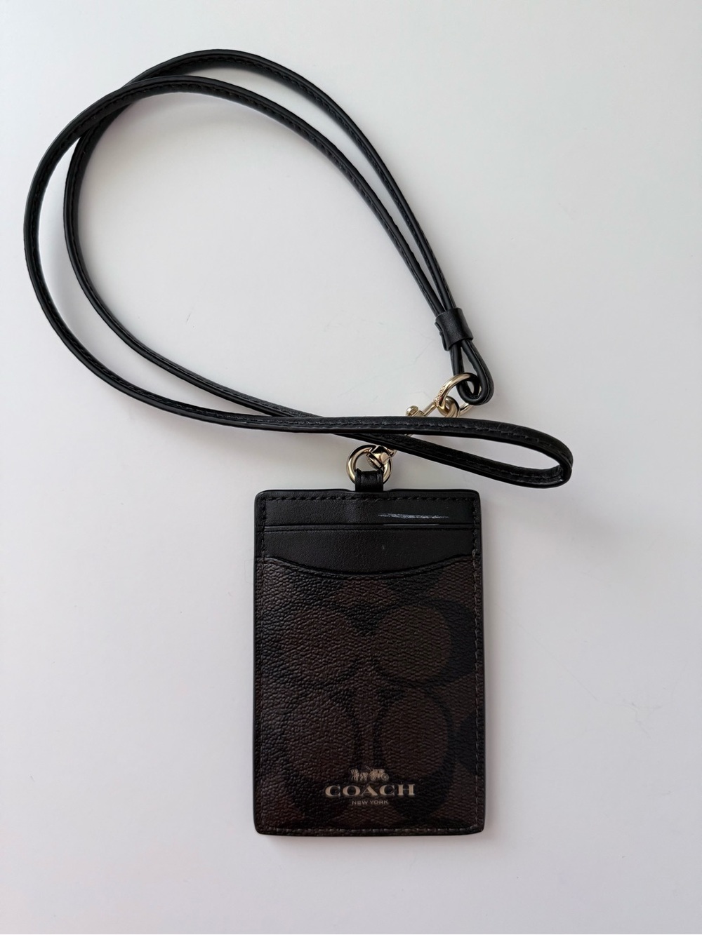 Coach Black Signature Cardholder Lanyard